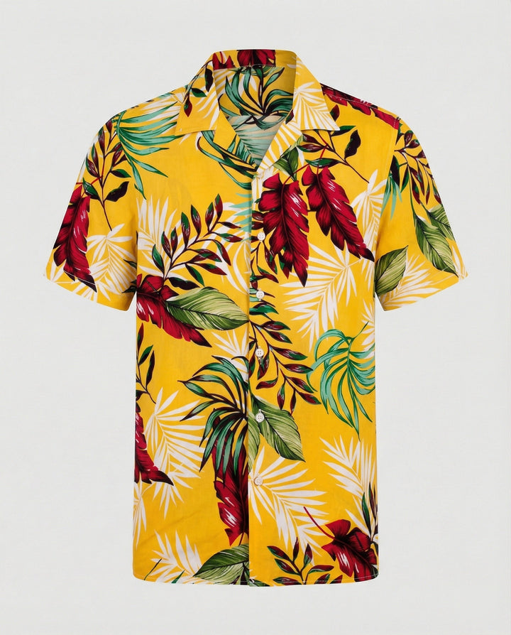 Kurzarm Hawaiihemd Herren Palmenprint – Arvello