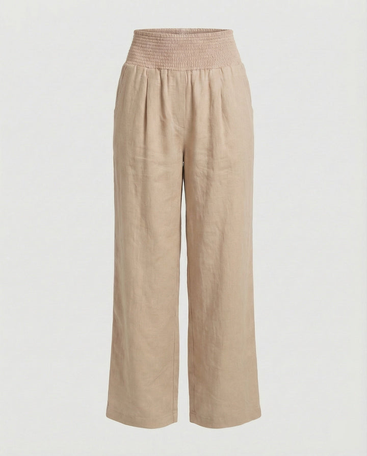Damen Luftige Leinenhose mit elastischem Bund und Weitschnitt Echoarchiv
