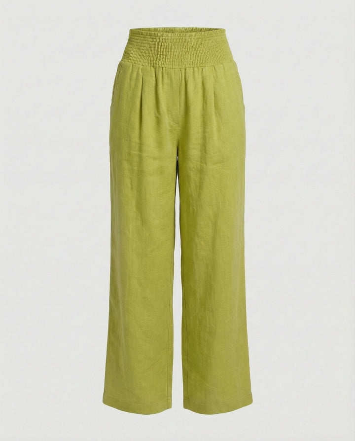 Damen Luftige Leinenhose mit elastischem Bund und Weitschnitt Echoarchiv
