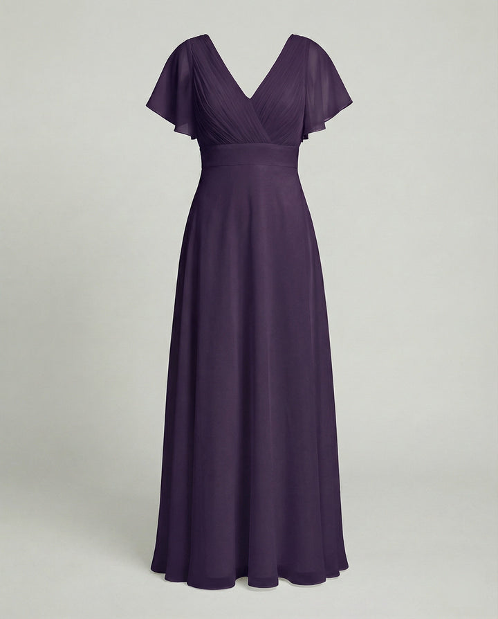 Damen Maxikleid Chiffon elegant plissiert