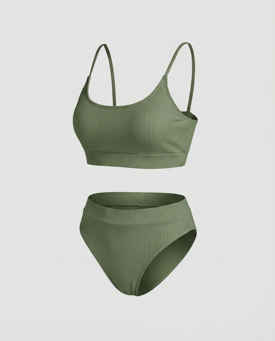 Damen Ripp-Bikini-Set Spaghettiträger-Bustier