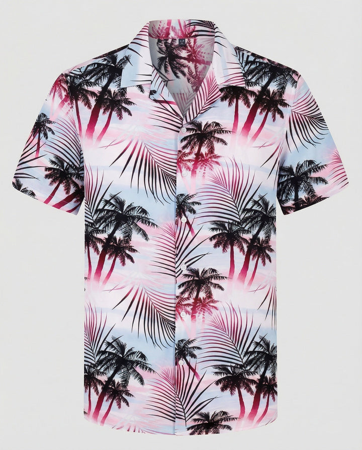 Kurzarm Hawaiihemd Herren Palmenprint – Arvello
