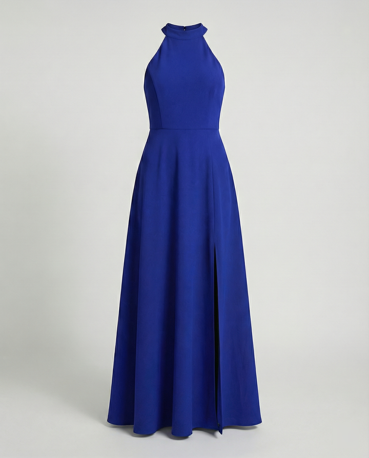 Damen Elegantes Maxikleid mit Seitenschlitzen und hochgeschlossenem Ausschnitt Echoarchiv
