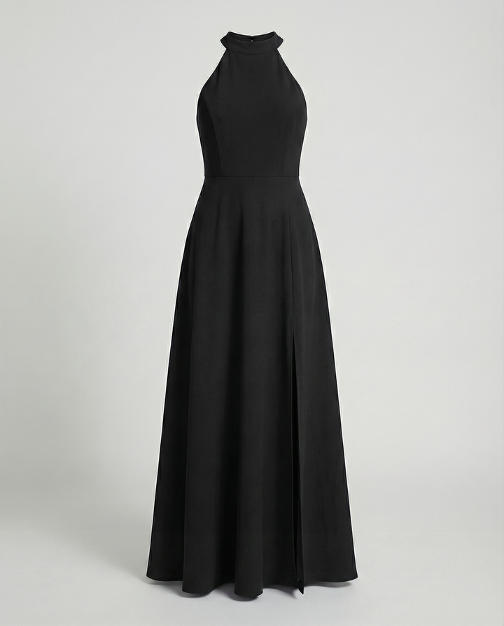 Damen Elegantes Maxikleid mit Seitenschlitzen und hochgeschlossenem Ausschnitt Echoarchiv