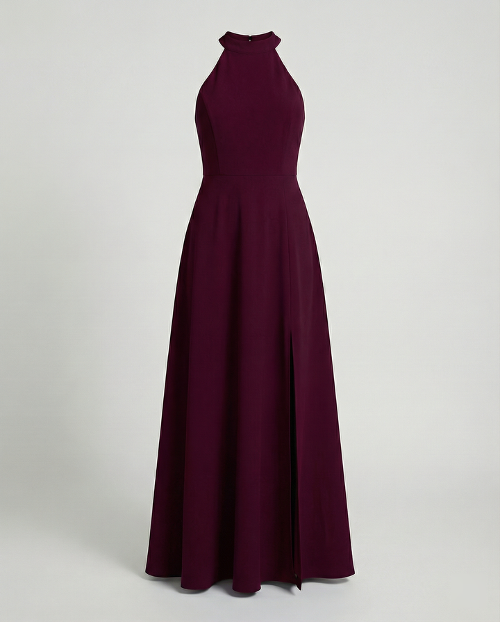 Damen Elegantes Maxikleid mit Seitenschlitzen und hochgeschlossenem Ausschnitt Echoarchiv