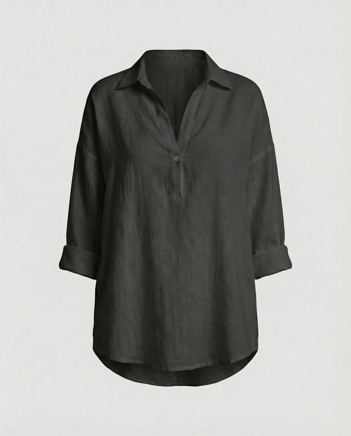 Leinenbluse Damen mit Knopfleiste – Élovi