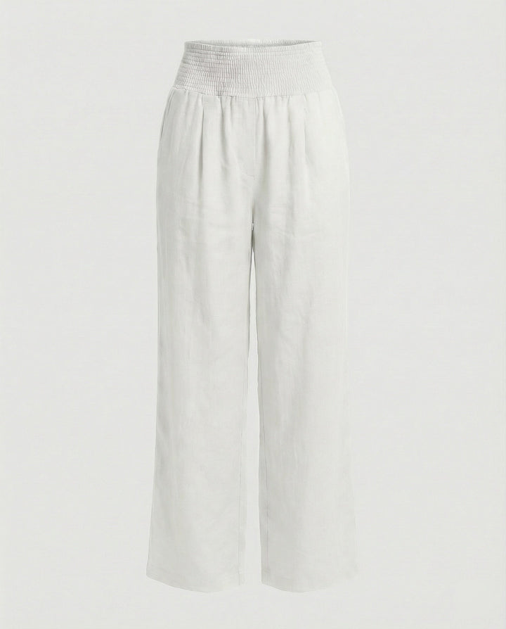 Damen Luftige Leinenhose mit elastischem Bund und Weitschnitt Echoarchiv