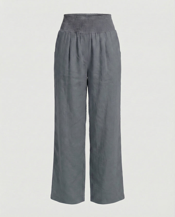 Damen Luftige Leinenhose mit elastischem Bund und Weitschnitt Echoarchiv