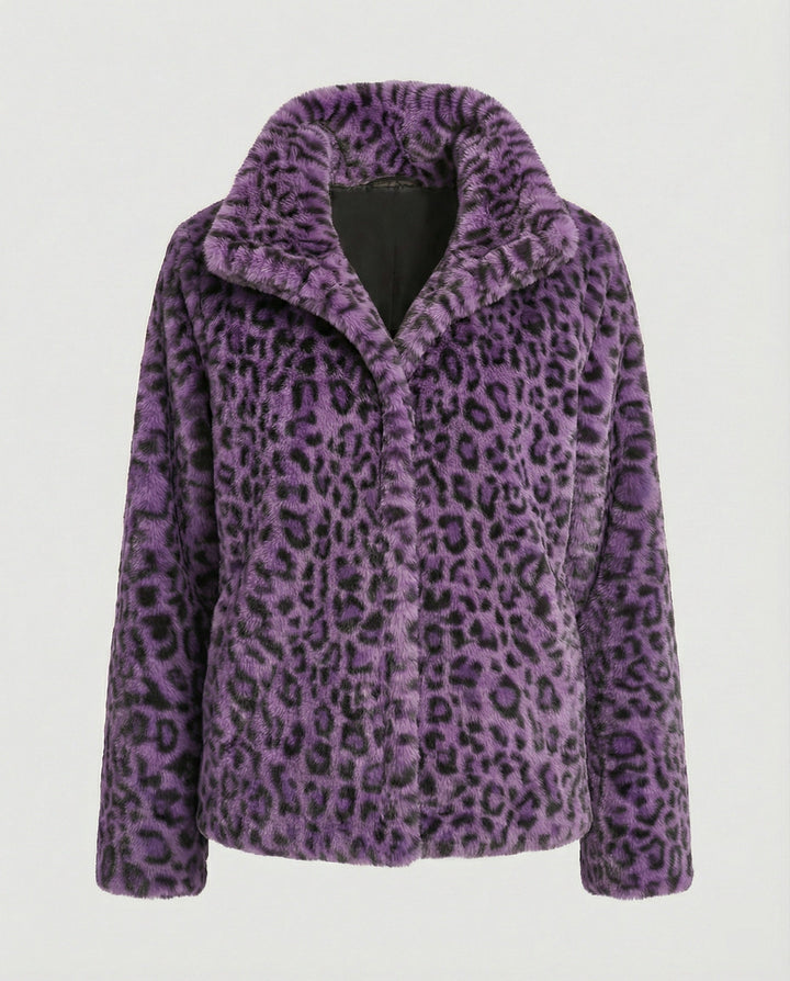 Echoarchiv | Mantel - Kunstpelz - Oversized Fit - Reverskragen - Leopardenprint