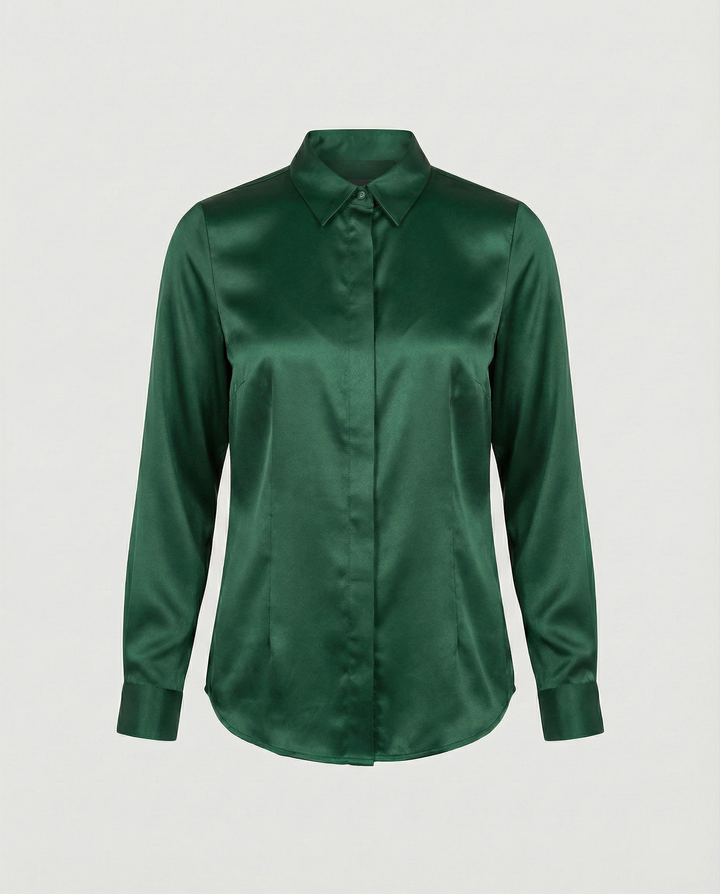 Damen Satin-Bluse mit klassischem Kragen Echoarchiv