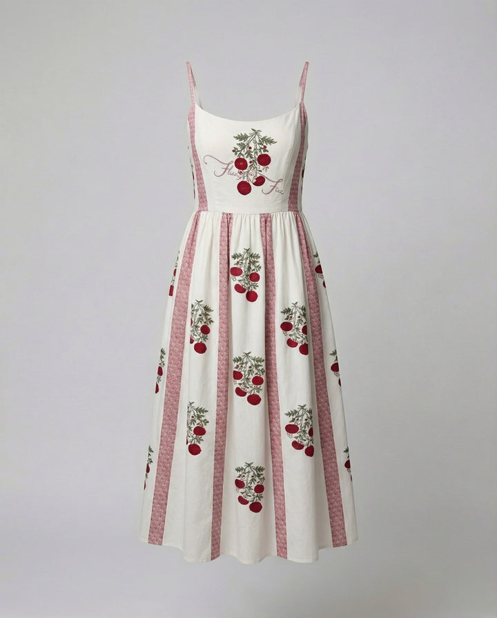 Echoarchiv | Einfarbiges Kleid mit U-Ausschnitt und Strapsen