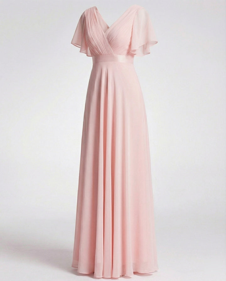 Damen Maxikleid Chiffon elegant plissiert