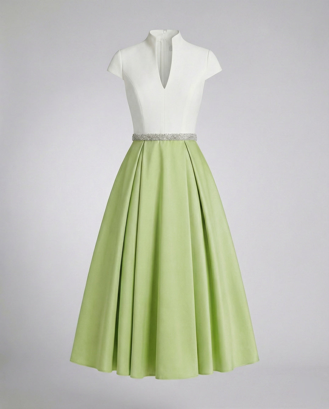 Damen Elegantes Midikleid mit Hochgeschlossenem Kragen & Schwingendem Rock | Echoarchiv