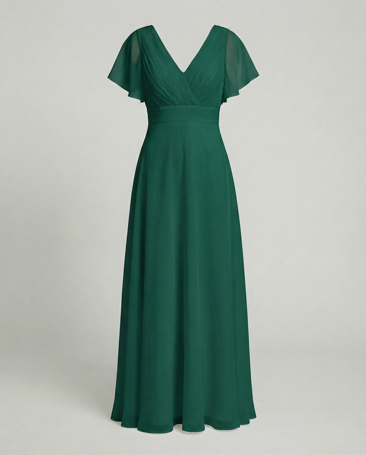 Damen Maxikleid Chiffon elegant plissiert