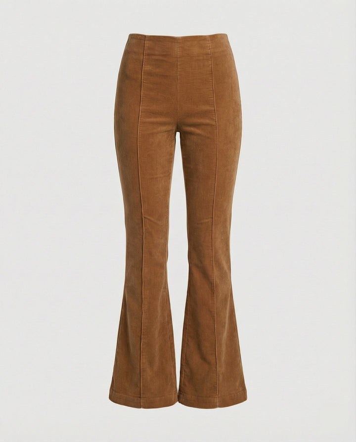 Damen Flared Cord-Hose mit hohem Bund und weichem Material Echoarchiv
