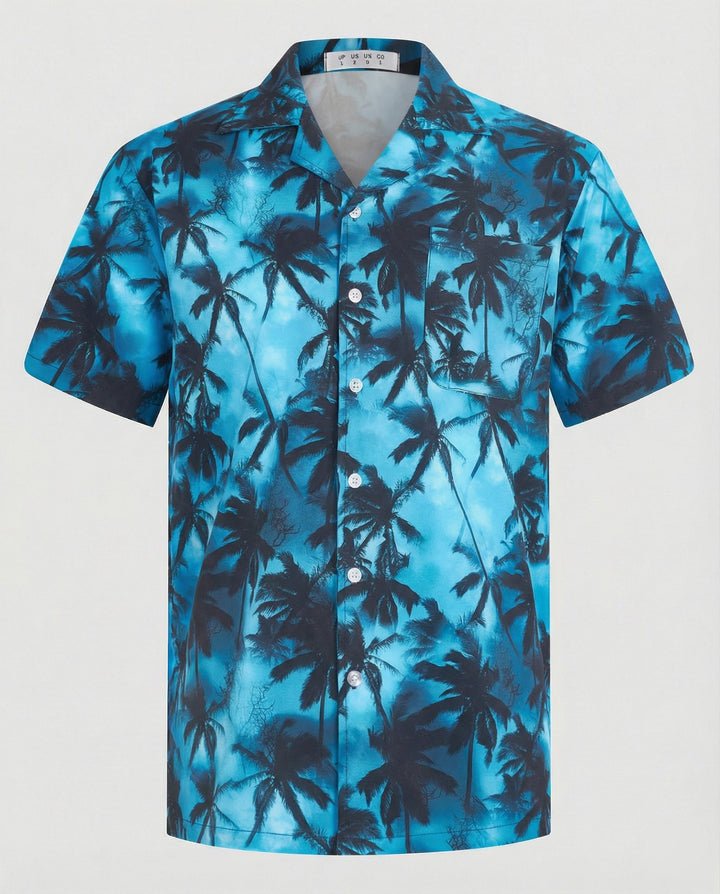 Kurzarm Hawaiihemd Herren Palmenprint – Arvello