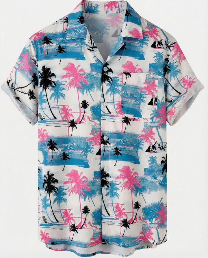 Kurzarm Hawaiihemd Herren Palmenprint – Arvello