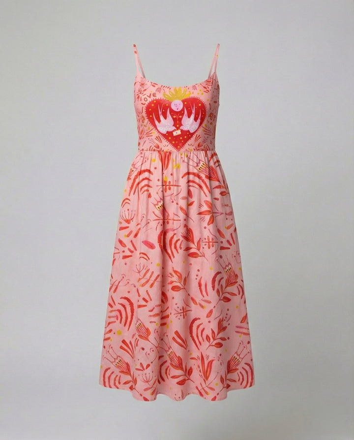 Echoarchiv | Einfarbiges Kleid mit U-Ausschnitt und Strapsen