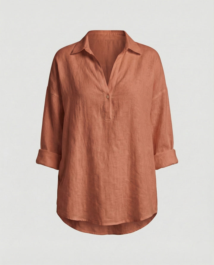 Leinenbluse Damen mit Knopfleiste – Élovi
