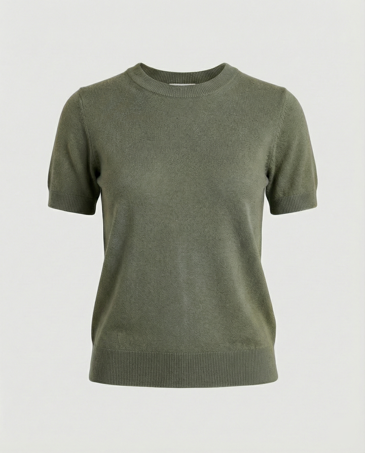 Damen Feinstrickpullover mit Kurzarmiger Silhouette und Weich Fließendem Material Echoarchiv