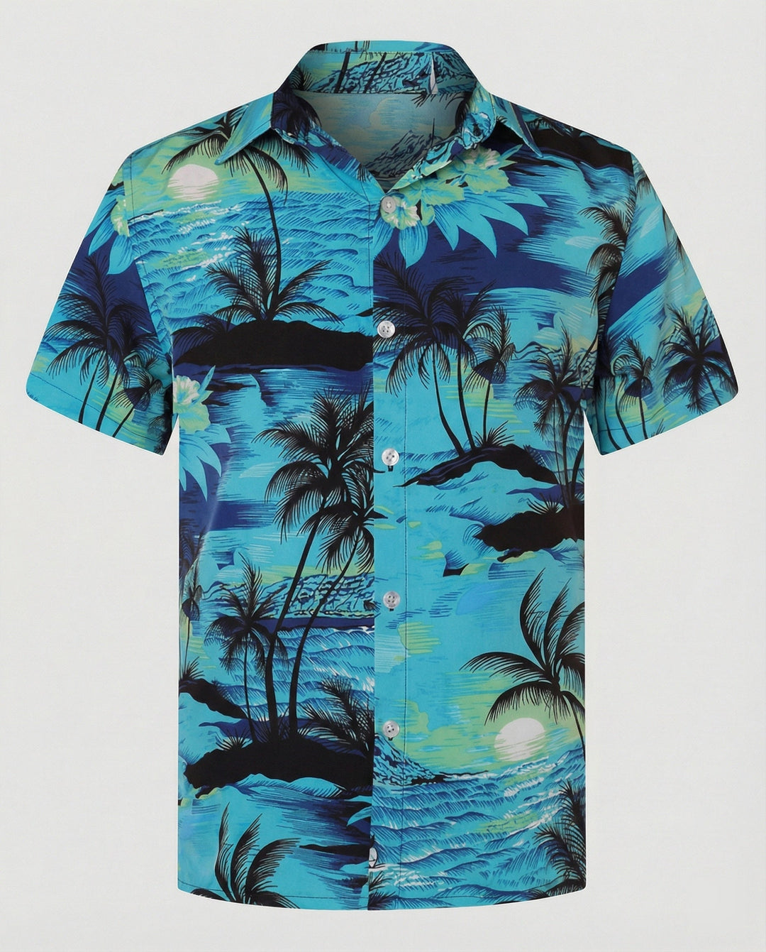 Kurzarm Hawaiihemd Herren Palmenprint – Arvello