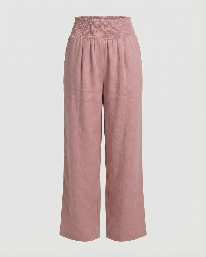Damen Luftige Leinenhose mit elastischem Bund und Weitschnitt Echoarchiv