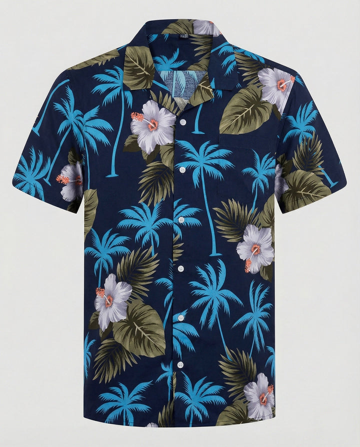Kurzarm Hawaiihemd Herren Palmenprint – Arvello