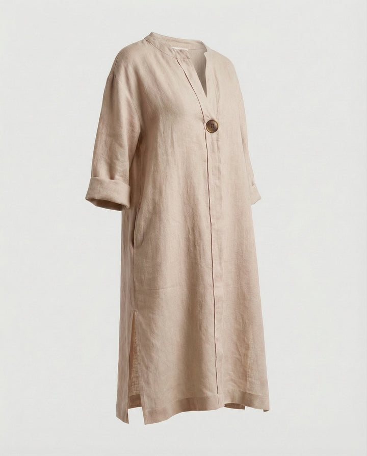 Leinen Freizeitkleid Damen Tunikakleid