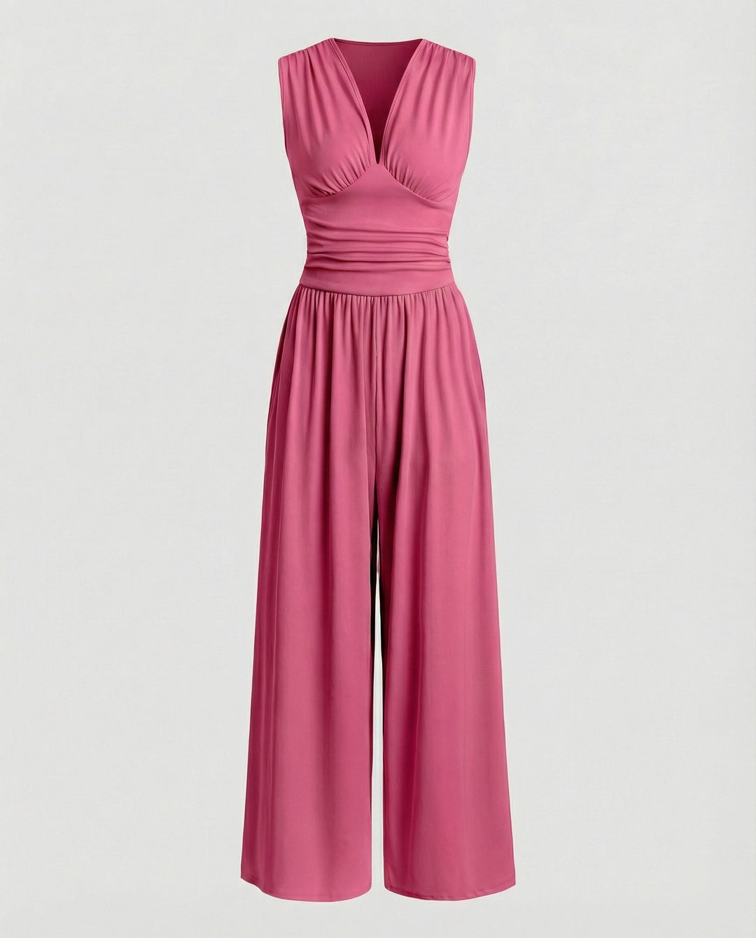 Damen Jumpsuit mit schickem V-Ausschnitt und weitem Bein Echoarchiv