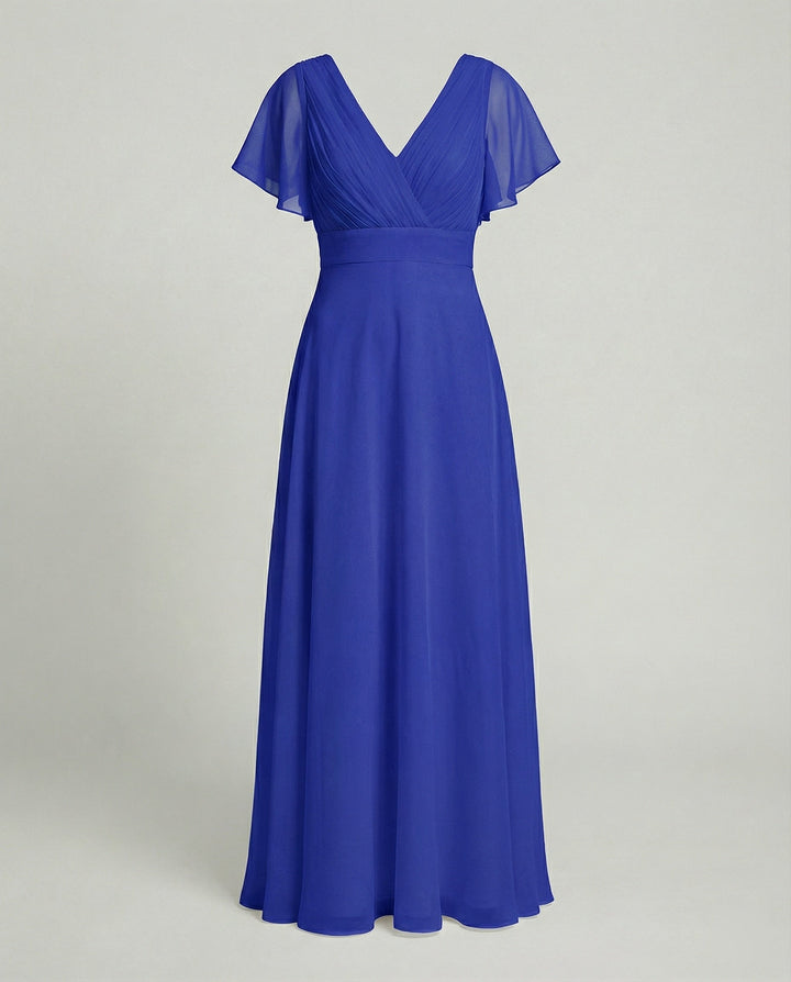 Damen Maxikleid Chiffon elegant plissiert