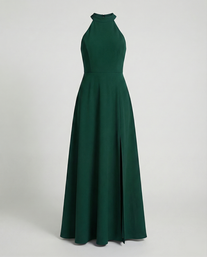 Damen Elegantes Maxikleid mit Seitenschlitzen und hochgeschlossenem Ausschnitt Echoarchiv