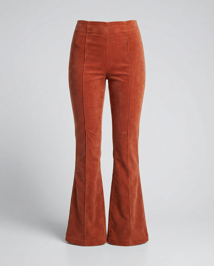 Damen Flared Cord-Hose mit hohem Bund und weichem Material Echoarchiv
