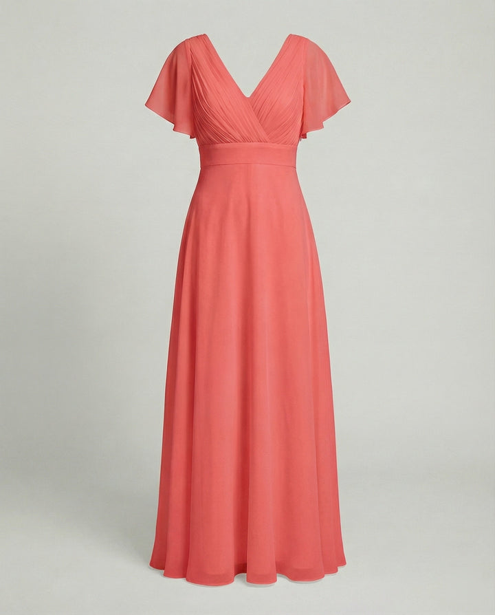 Damen Maxikleid Chiffon elegant plissiert