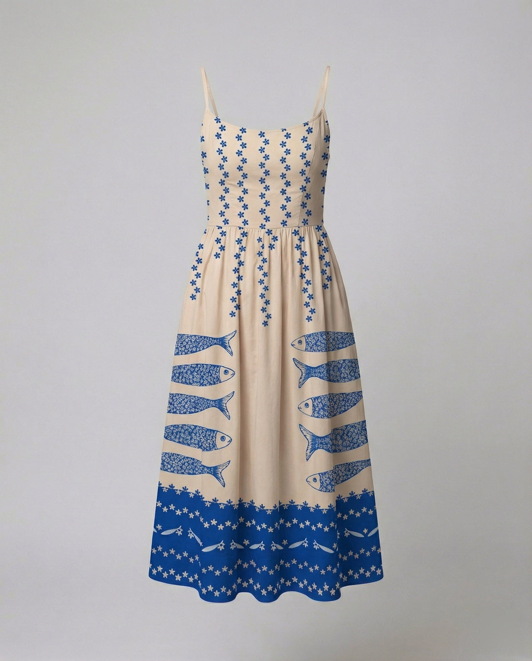 Echoarchiv | Einfarbiges Kleid mit U-Ausschnitt und Strapsen