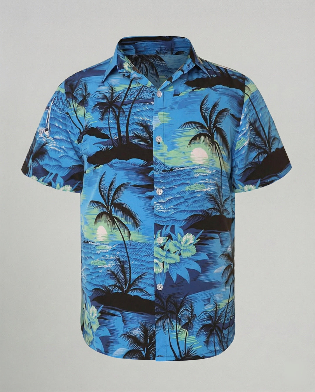 Kurzarm Hawaiihemd Herren Palmenprint – Arvello