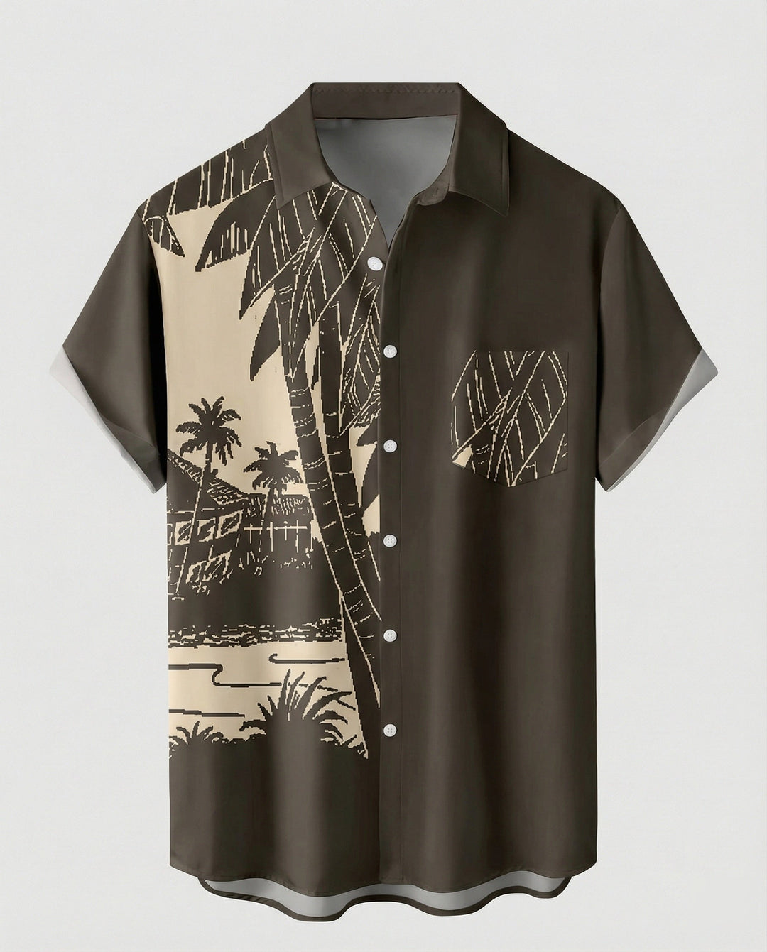 Kurzarm Hawaiihemd Herren Palmenprint – Arvello