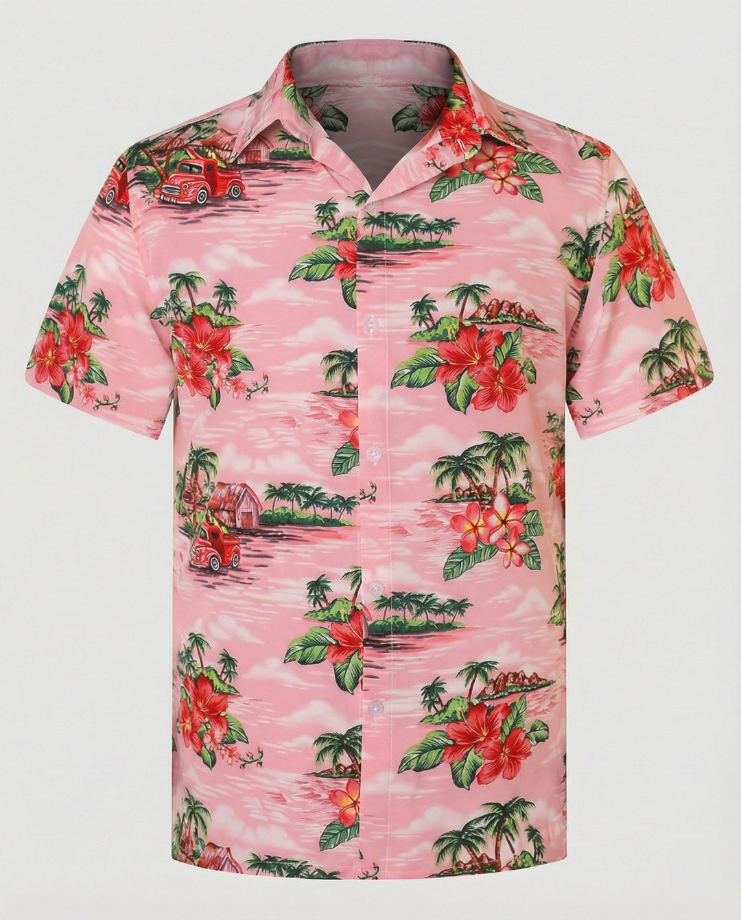 Kurzarm Hawaiihemd Herren Palmenprint – Arvello
