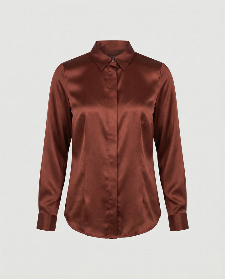 Damen Satin-Bluse mit klassischem Kragen Echoarchiv
