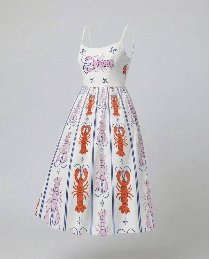 Echoarchiv | Einfarbiges Kleid mit U-Ausschnitt und Strapsen
