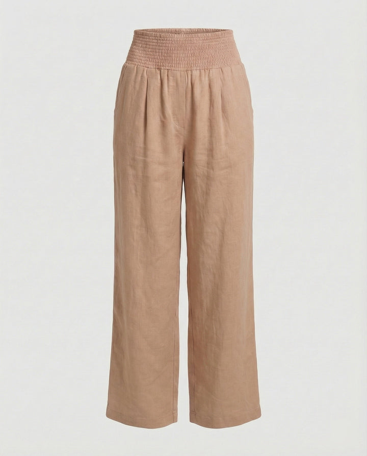 Damen Luftige Leinenhose mit elastischem Bund und Weitschnitt Echoarchiv
