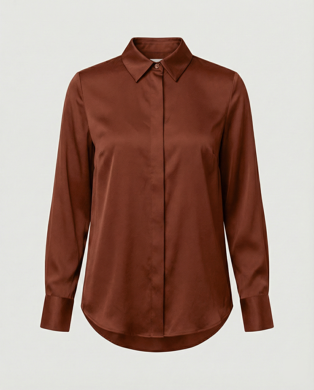Damen elegante Satinbluse mit klassischem Kragen und zeitlosem Schnitt Echoarchiv