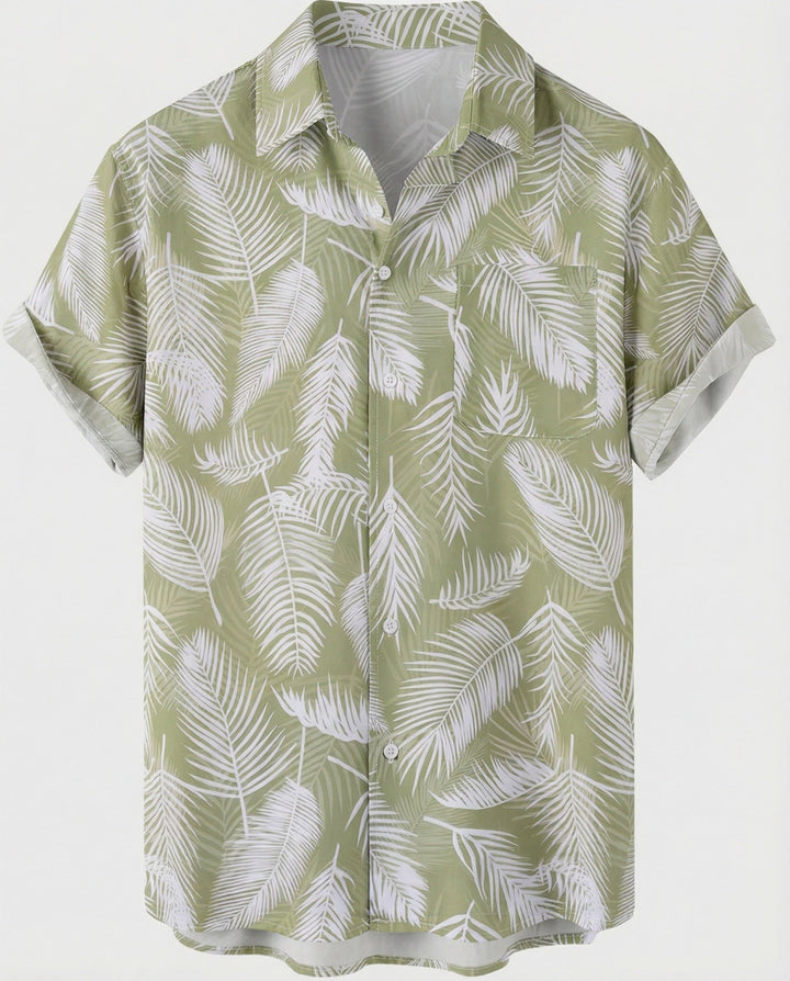 Kurzarm Hawaiihemd Herren Palmenprint – Arvello