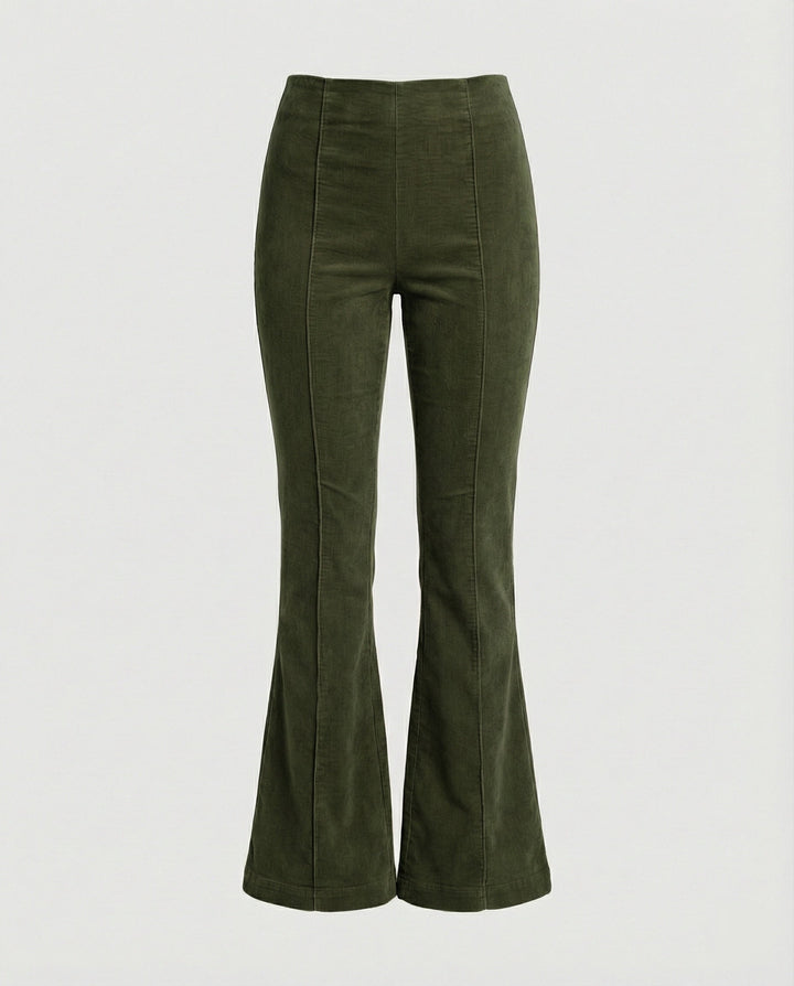 Damen Flared Cord-Hose mit hohem Bund und weichem Material Echoarchiv