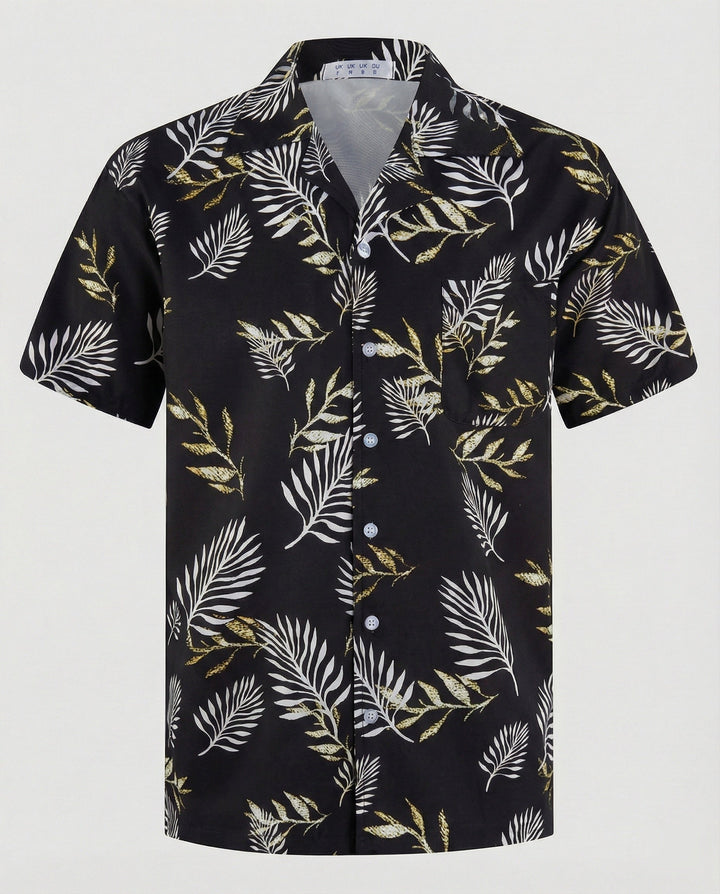 Kurzarm Hawaiihemd Herren Palmenprint – Arvello