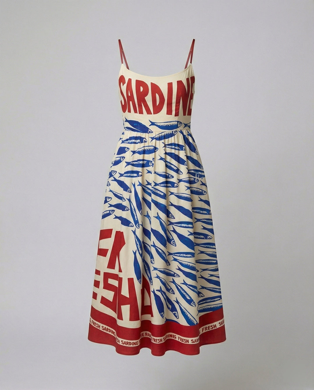 Echoarchiv | Einfarbiges Kleid mit U-Ausschnitt und Strapsen