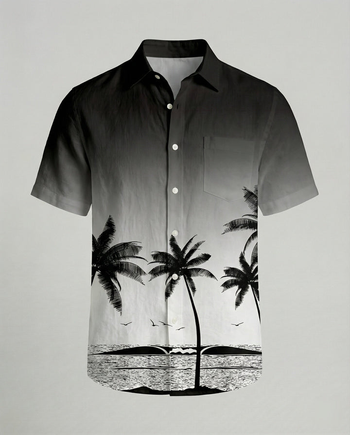Kurzarm Hawaiihemd Herren Palmenprint – Arvello