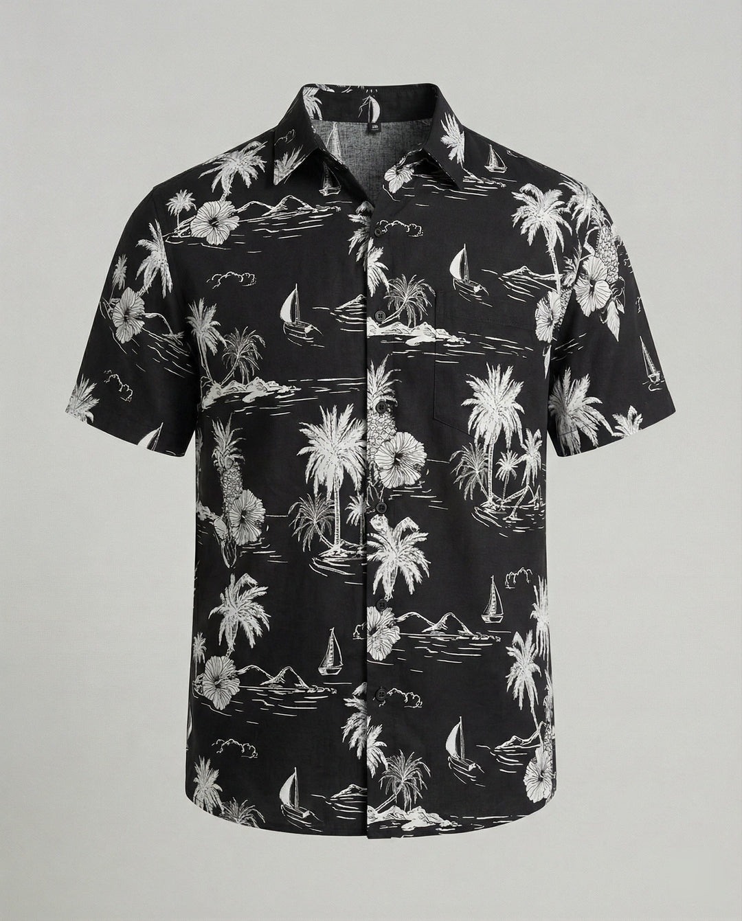 Kurzarm Hawaiihemd Herren Palmenprint – Arvello
