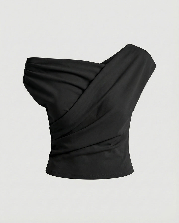 Damen Elegantes Drapiertes Oberteil mit asymmetrischem Schnitt Echoarchiv