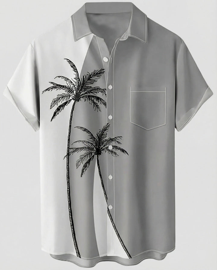 Kurzarm Hawaiihemd Herren Palmenprint – Arvello
