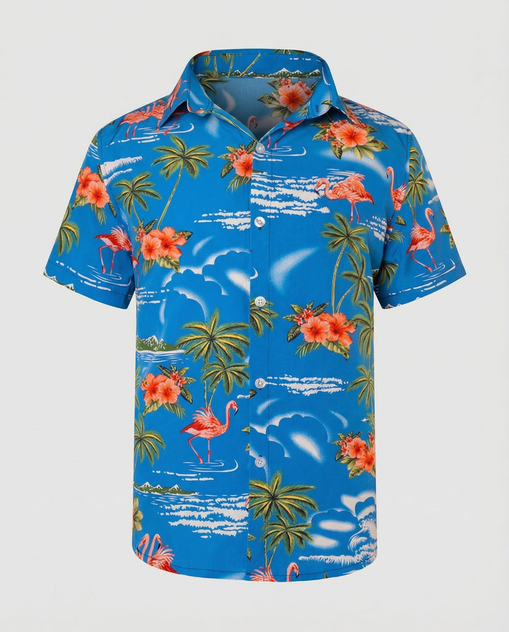 Kurzarm Hawaiihemd Herren Palmenprint – Arvello